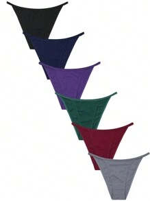 6 Pack Multicolor Cotton Women Panties Plus Size String Bikini Low Waist Cheeky Underwear High Cut Stretch Ladies Briefs S-XXL - 彩色 - 查看 6