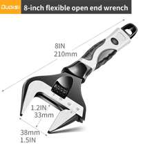 Large Opening Wrench, Universal Wrench, Adjustable Wrench, Steel Machinery Workshop, Manual Maintenance Tool, Car Bicycle Wrench, Tools For Men - Black - View 11
