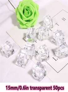 Acrylic Transparent Square Plastic Ice Cubes, Water Crystal Bottle Bar Photography Props Best Gifts Birthday Graduation
