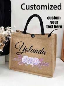 1pc Customized Linen Bag Your Own Design Women Custom Tote Bag For Shopping Linen Bags, Unique Design (Photo, Landscape, Illustration), Foldable, Large Capacity, Lightweight, Stylish, Personalized Tote Bag, Shoulder Bag, Casual Shopping Bag Women, Rookies & White-Collar Workers For Anniversaries, For Birthdays, For Christmas, For Winter, For Holiday/ Vacation, For School, For Business/Commute/Work/Office Bags Ladies