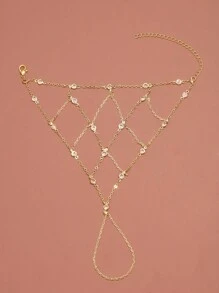 1 pieza Brazalete cadena de mano con malla encrustad a de diamantes, diseño único y elegante de alta gama para cadena de mano de verano