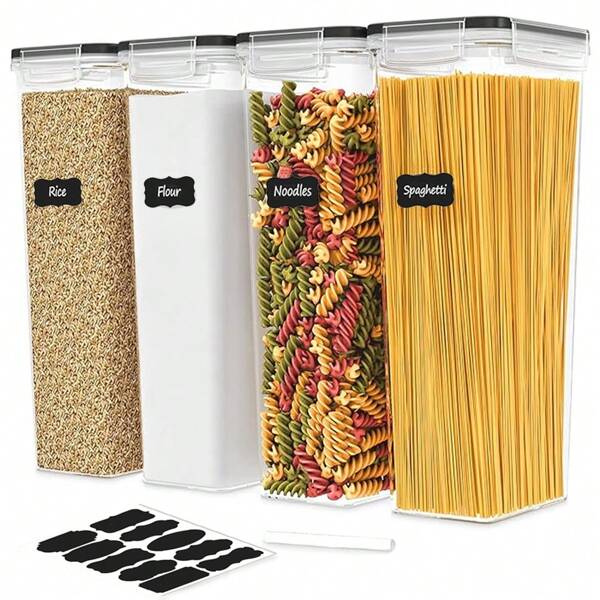 1Pc/4Pcs 2.8L Recipientes para massas para organização e armazenamento de despensa, recipientes de armazenamento de cozinha para espaguete, farinha, açúcar e macarrão
