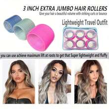 31 piezas Clips grandes de 3 pulgadas para rizar el cabello largo que se sujetan por sí solos. Material para peluquería de rizador grande de uso seguro y fácil, adecuado para el cuidado diario del cabello, rodillos para el cabello, rizos sin calor, rizado del cabello, productos y accesorios para el cabello para salón de belleza, esenciales de viaje - 31 piezas - Ver 4