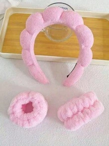 Set 3 buah Bando Mandi Polos & Gelang Tangan Mandi Dekorasi Kamar Mandi Rumah Dekorasi Musim Gugur Kembali ke Sekolah - Berwarna merah muda - View 1