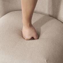 Ultra-Soft Modern Low-Back Armless Accent Chair With Skin-Friendly Upholstery And Exquisite Round Pine Wood Feet, For Small Living Spaces, Living Room, Bedroom, Balcony, Office, Reading Nook, Khaki - Khaki - View 7