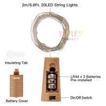 12 Piezas TapóN De Botella De Vino Con Luces LED, Luces De BateríA Para TapóN De Botella, Luces De Botellas De Vino Con Corcho 3M/12 LED, Mini Cadena De Hadas En Alambre De Cobre Con BateríA, Para Botellas De Licor, Manualidades, Fiestas, Bodas, DecoracióN Del DíA De San ValentíN, DíA De AccióN De Gracias, Regalo De Navidad, Adecuado Para Fiestas, Bodas, Halloween, DecoracióN De Bar, Apto Para Fiestas Diy, Bares, Navidad, Bodas, Decoraciones De CumpleañOs - Luz CáLida, Luces De Colores, Luz Blanca FríA - Multicolor - Ver 3