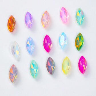 100 颗耀眼马眼形水钻 - 晶莹剔透、光泽亮丽、多切工，非常适合珠宝、美甲和时尚配饰