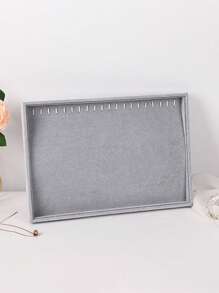 TONVIC 1pc Velvet Jewelry Tray Ring Necklace Storage Dish Watch Bracelet Tray With Pillow - Grey - View 10