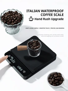 [ 热 ] 1PC 时尚精美电子咖啡秤。5KG/0.1G，高精度，带 LED 显示屏，可用于测量烹饪材料，也可用于测量调味品、珠宝、金属等小件物品，需要使用 7 号 (AAA) 电池。不含电池