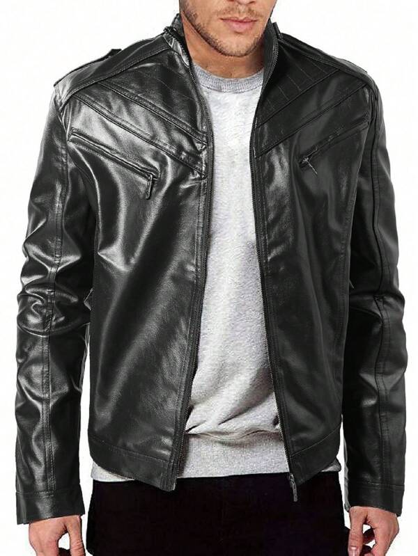 Men's PU Leather Jacket, Cosplay Costume, European American Motorcycle Riding Leather Outerwear