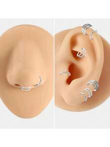 1pc Double Septum Rings Nose Rings Hoops Cartilage Hoop Earring Piercing Nose Open Stacked Hoop Nose Rings 16G 18G 20G 6/8/10mm,Nose Rings Septum Piercing Clicker Nose Hoops Piercings Hinged Segment Rings Helix Piercing Unisex Body Jewelry,3 Layers Hinged Septum Nose Rings, Nose Piercing Jewelry Helix Cartilage Tragus Earrings Piercing Jewelry For Women - Multicolor - View 9