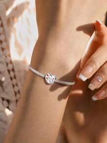1Pc 925 Sterling Silver Fashionable Real Zirconia Lucky Charm Bead For Women Fit Bracelets Bangles DIY Jewelry Girlfriend Gift Fine Ladies Jewellery