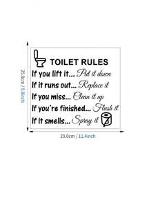 1/2/4pcs Toilet Rules Bathroom Wall Decor Stickers, DIY Removable Vinyl Art Bathroom Decor Wall Quotes Stickers Sign For Door Living Room Home Decorations