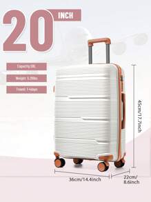 Floless Carry On Luggage Hard Shell Travel Trolley 4 Spinner Wheels Lightweight Polypropylene Suitcase With TSA Lock Spinner, 20in Carry On Luggage Small Suitcase With Spinner Wheels Lightweight Rolling Cabin Suitcase For Airplanes Travel Bag For School School Accessories School Stuff