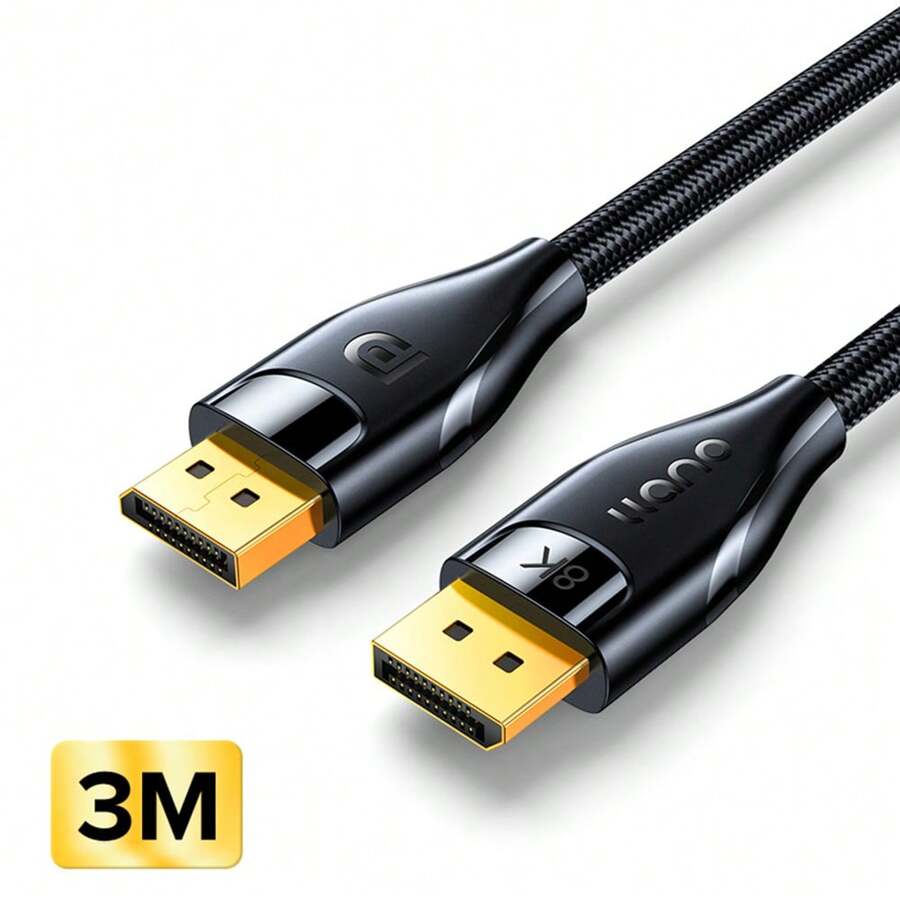 Llano DisplayPort 线缆 1.4、8K DP 线缆 9.8FT（8K@60Hz、4K@144Hz、2K@240Hz）32.4Gbps、HDCP 2.2、HDR10 - 黑色 - 查看 1