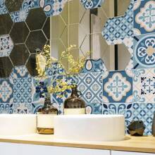 10 piezas Pegatinas de azulejos cerámicos pequeños de estilo mediterráneo autoadhesivos, vinilos impermeables para pared de cocina, baño, revestimiento de baño, regalo de cumpleaños, graduación, decoración de habitación, decoración del hogar, decoración de pared, decoración de baño, decoración de dormitorio, decoración de sala de estar, papel tapiz de pared, pegatinas de pared, decoración del hogar - Multicolor - Ver 7