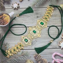 1 chiếc thắt lưng Caftan Maroc màu vàng kim loại Ả Rập dành cho cô dâu, dây thắt lưng pha lê có thể điều chỉnh độ dài dành cho phụ nữ, trang sức cơ thể mùa hè, mùa thu, mùa đông, Halloween - Thắt lưng Ma-rốc cổ điển - Xem 18