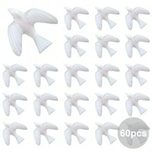 60pcs, 1.5 Inch Resin Micro Bird Crafts, Small White Models, Cute Pigeon, Peace Bird Models, Lawn Statue Decorations, For Crafts, Wedding Cake Decorations