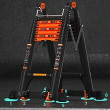 Multifunction Folding Ladder Aluminum Alloy Telescopic Ladder Thickened Herringbone Ladder Portable Lift Engineering Stairs - A-6.10m - View 3