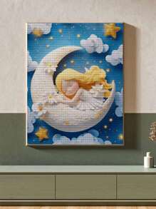 5D DIY 钻石画马赛克 - 月光下的女人风景，钻石艺术套件马赛克家居装饰墙艺术，圣诞节、万圣节、感恩节的绝佳礼物 - 藍色 - 查看 5