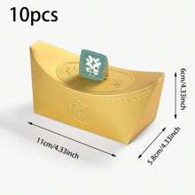 10件装金元宝形礼盒，新年喜庆创意包装 - 彩色 - 查看 5