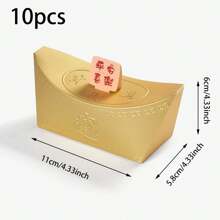 10件装金元宝形礼盒，新年喜庆创意包装 - 彩色 - 查看 4