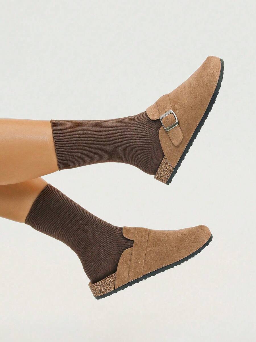 Sandálias rasteiras femininas de outono/inverno, com design minimalista e confortável, versáteis e casuais, estilo mule.
