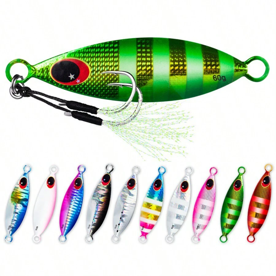 1PC 10-60g Metal Slow Jig Heavy Sinking Minnow 3D Eyes Laser Fishing Bait 5-8.5cm Fishing Trolling Lure