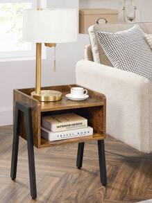 VASAGLE Side Table, Nightstand, End Table, Stackable Coffee Table, With Open Front Compartment, Sturdy Metal Frame, Easy Assembly, Rustic Brown And Black - Rust Brown - View 2