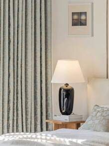 1pc French Embossed Floral Curtain, Suitable For Living Room, Light Blue, Semi-Blackout, Fashionable Home Decor For Study - Light Blue - View 6