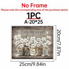 1pc Houten ingelijste rustieke wandkunst Daisy vlinder cadeau canvas vintage bloemen wandkunst, bloemen inspirerende foto voor slaapkamer woonkamer badkamer kantoor wanddecoratie ingelijste huisdecoraties klaar om op te hangen met ingelijste, posters voor kamer, woondecoratie, vintage kamerdecoratie esthetiek, Cottagecore wanddecoratie