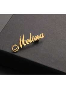 Personalized Customize Names Stainless Steel Brooch Pin Custom Logo Gold Name Badges Products For Women Jewelry Wedding Gift