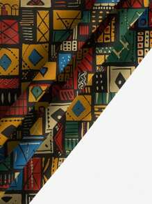 Men's African Print Button-Up Shirt, Casual Holiday Outdoor African Udan Rose Star Moon Palace Lantern Pattern 3D Digital Print Lapel Short Sleeve Casual Shirt