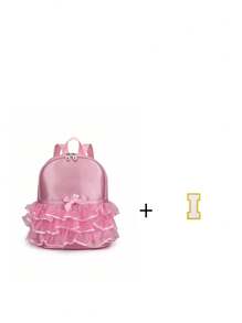 1pc Girls' Nylon Zipper A-Z 26 Letter Fashion Lace Dance Bag, Ballet Bag, Latin Dance Backpack, Suitable For Daily Use (Random Zipper) (DIY Letter Stickers) - Pink - View 32