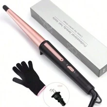 Rizador cónico de oro de 1325mm, adecuado para uso doméstico con control de temperatura de 1 nivel, incluye 1 guante resistente al calor - Tipo de Enchufe A USA (110-127V) - Ver 1