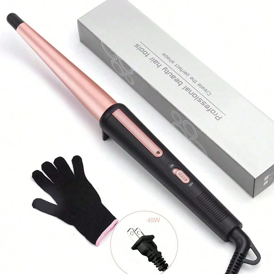 Rizador cónico de oro de 1325mm, adecuado para uso doméstico con control de temperatura de 1 nivel, incluye 1 guante resistente al calor - Tipo de Enchufe A USA (110-127V) - Ver 1