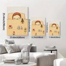 1 Pc Nara Miichi Dreamtime Painting Wood Frame Canvas Painting Thickness 2.25cm /0.9 Inches High Quality Wall Art Printed Poster Directly Hanging Wall Pictures Decorate Home Gifts, Living Room, Bathroom, Bedroom, Kitchen