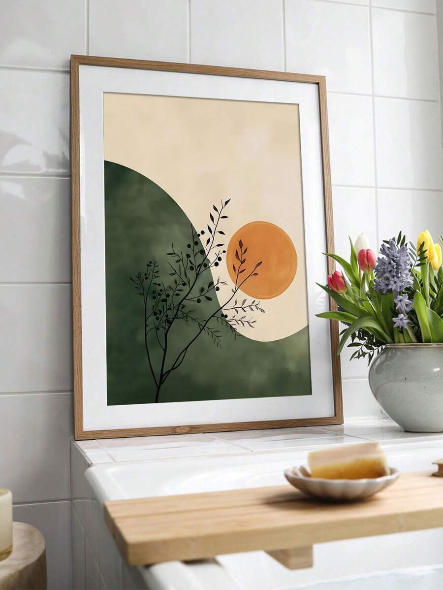 1 件经典复古油画艺术印刷装饰艺术,无框壁画描绘日落风景和黄昏,适用于家庭办公室、浴室、客厅、卧室和餐厅的室内装饰 - 彩色 - 查看 1