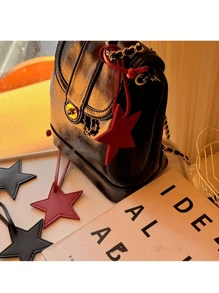 Portachiavi minimale e alla moda in colore tinta unita con motivo a pentagramma in PU, adatto per zaino, borsa a spalla, borsa shopping, chiavi auto, per studenti, ufficio, appuntamenti, vacanze, viaggi, come regalo per la fidanzata, mamma, compleanno bambini - Multicolore - Visualizzare 3