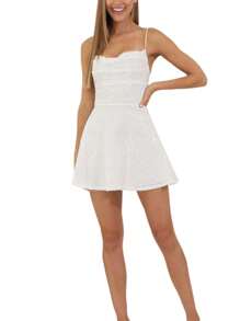 Women Shiny Sequins Dress Summer Backless A-Line Mini Party Dress For Cocktail Beach Streetwear - trắng - Xem 2