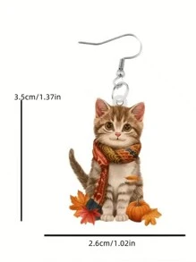 1 Paar asymmetrische schwarz-weiße Katzen Ohrringe, süße Tränenform Quaste Ohrringe, vielseitiges einzigartiges Design für Frauen