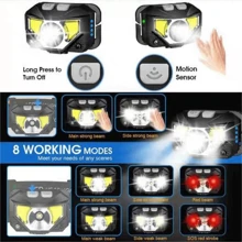 这款头灯采用优质 ABS 塑料制成，经久耐用，是夏日海滩度假的理想之选。5W XPG 主灯功率强劲，光束可达 200 米。3W COB 辅助灯提供多种模式，提供更多照明选择。IP65 防水等级。无论您是徒步旅行还是露营，都能轻松应对。 - 黑色 - 查看 5