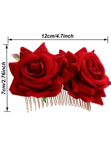 2PCS/1pc Rose Flower Hair Clip Women Rose Flower Hair Accessories Wedding Hair Clip Flamenco Dancer (Red) Valentine's Day Valentines Hair Combs Combs For Hair Side Comb, School Stuff, Head Accessories