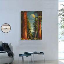 1 Pc Vintage California Redwood Forest - Mid-Century Modern Nature Art Wood Frame Canvas Painting Thickness 2.25cm /0.9 Inches High Quality Wall Art Printed Poster Directly Hanging Wall Pictures Decorate Home Gifts, Living Room, Bathroom, Bedroom, Kitchen