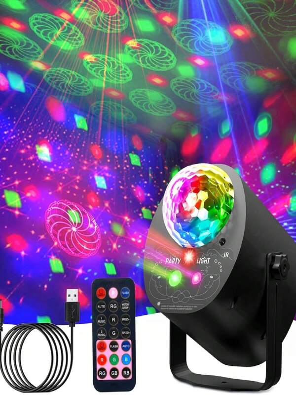 AIMKAP Palla da discoteca, luce da discoteca per feste controllata dalla musica con stroboscopio, luci da discoteca 3 in 1 con telecomando e cavo USB 3M per festival di famiglia, club, vacanze di Natale