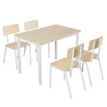 5-Piece Dining Table Set With 4 Chairs, 43" Kitchen Table & Chairs Set For 4, Dining Room Table With Metal Frame & MDF Board, Perfect For Small Space, Easy Clean