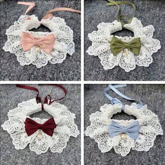 Pearl Dog Collar Jewelled Silk Wedding Cat Puppy Ribbon Scarf Pendant Pet Bows Necklace Satin New Kitten Accessories Bowtie Gift