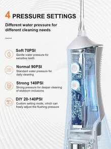 Rechargeable Wireless Water Flosser, 4 Modes, IPX7 Waterproof, Portable Home Use Professional Dental Floss Cleaner - White - View 2