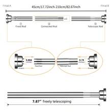 LOMILD 1PC Silver Stainless Steel Spliced Shower Curtain Rods Do Not Need To Be Punched. Spring Spliced Telescopic Shower Curtain Rods And Drying Rods Of Large And Small Sizes Can Be Spliced Freely. Curtain Rods, Wardrobe Hanging Rods, Balcony Curtain Rods, Bedroom Curtain Rods, And Bathroom Telescopic Towel Hanging Rods. Strong Load-Bearing Capacity And Easy Installation, Multi-Functional Splicing Shower Curtain Telescopic Rods. - Silver - View 14