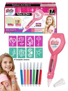 一套高品质儿童临时纹身套装，包含纹身模板、人体彩绘笔，适用于身体和面部彩绘，家庭玩具，适合6-12岁女孩的生日礼物，完美之选。 - 豪華版 - 查看 2